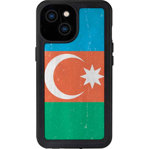 Azerbaijan Flag Distressed iPhone 15 Waterproof Case